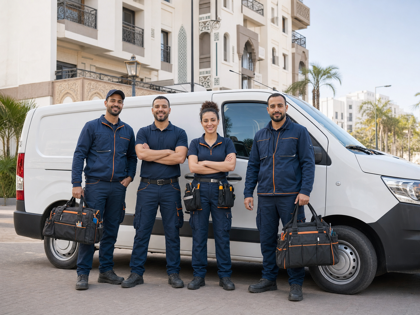 The Fixora technician team beside a service van